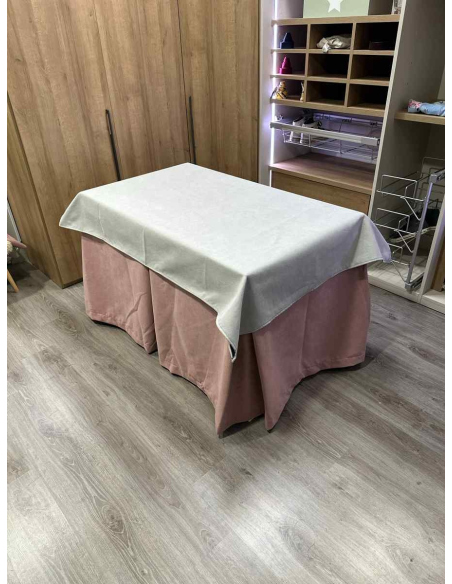 Conjunto Completo Antimanchas Aterciopelada Triplegrueso color Rosa con Tapete Liso Marfil