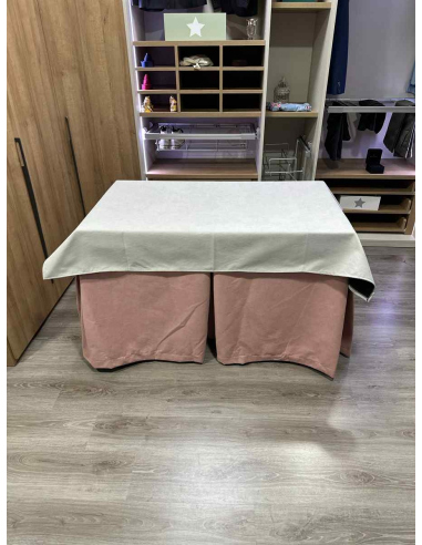 Conjunto Completo Antimanchas Aterciopelada Triplegrueso color Rosa con Tapete Liso Marfil