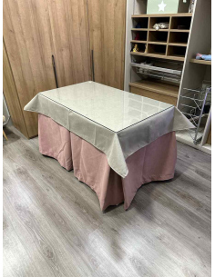 Conjunto Completo Antimanchas Aterciopelada Triplegrueso color Rosa con Tapete Liso Beige