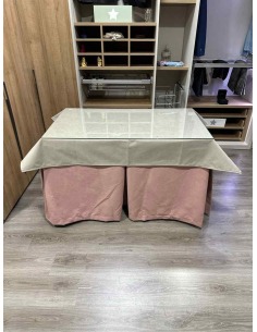 Conjunto Completo Antimanchas Aterciopelada Triplegrueso color Rosa con Tapete Liso Beige 2