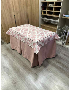 Conjunto Completo Antimanchas Aterciopelada Triplegrueso color Rosa con Tapete Vintage