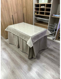 Conjunto Completo Antimanchas Aterciopelada Triplegrueso color Beige con Tapete Liso Beige