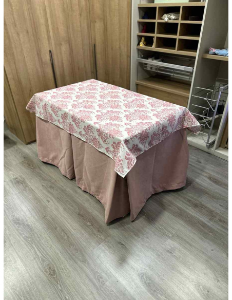 Conjunto Completo Antimanchas Aterciopelada Triplegrueso color Rosa con Tapete Vintage