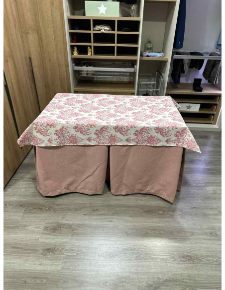 Conjunto Completo Antimanchas Aterciopelada Triplegrueso color Rosa con Tapete Vintage