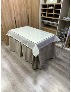 Conjunto Completo Antimanchas Aterciopelada Triplegrueso color Beige con Tapete Liso Marfil