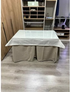 Conjunto Completo Antimanchas Aterciopelada Triplegrueso color Beige con Tapete Liso Marfil 2