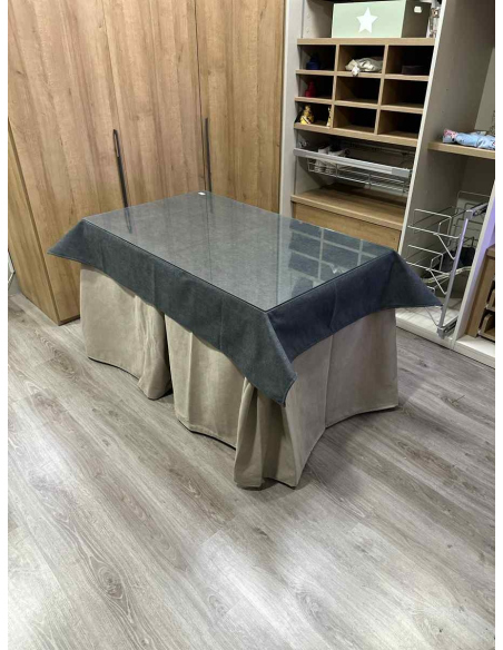 Conjunto Completo Antimanchas Aterciopelada Triplegrueso color Beige con Tapete Liso Grafito