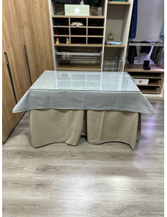 Conjunto Completo Antimanchas Aterciopelada Triplegrueso color Beige con Tapete Liso Gris 2