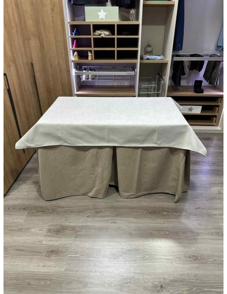 Conjunto Completo Antimanchas Aterciopelada Triplegrueso color Beige con Tapete Liso Marfil