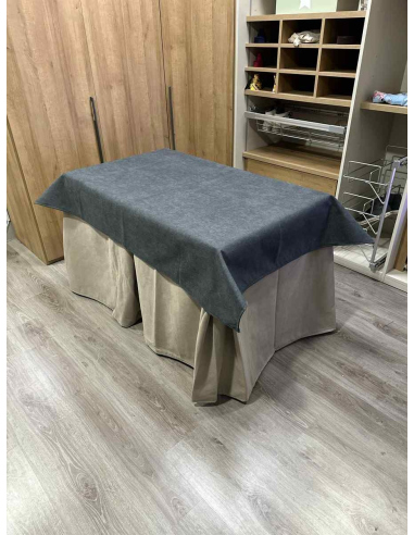 Conjunto Completo Antimanchas Aterciopelada Triplegrueso color Beige con Tapete Liso Grafito