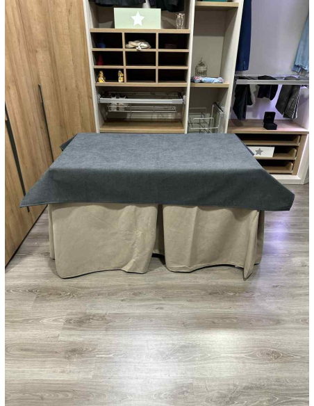 Conjunto Completo Antimanchas Aterciopelada Triplegrueso color Beige con Tapete Liso Grafito