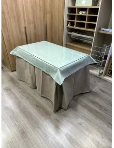 Conjunto Completo Antimanchas Aterciopelada Triplegrueso color Beige con Tapete Liso Roca