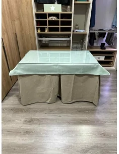 Conjunto Completo Antimanchas Aterciopelada Triplegrueso color Beige con Tapete Liso Roca 2