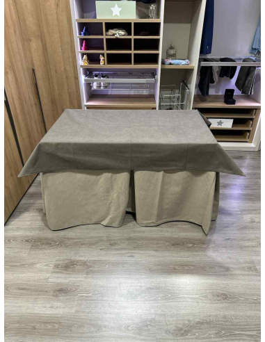 Conjunto Completo Antimanchas Aterciopelada Triplegrueso color Beige con Tapete Liso Chocolate