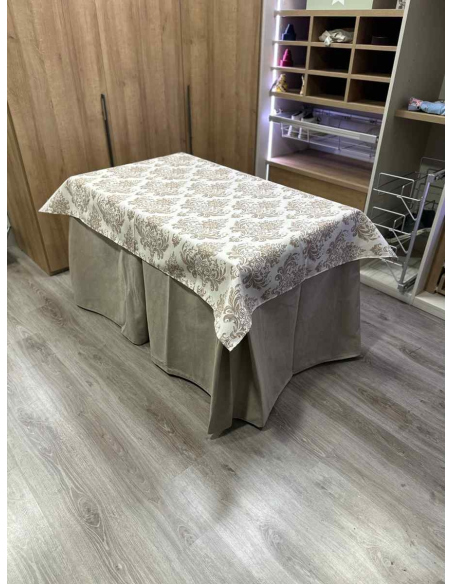 Conjunto Completo Antimanchas Aterciopelada Triplegrueso color Beige con Tapete Vintage