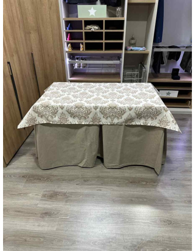 Conjunto Completo Antimanchas Aterciopelada Triplegrueso color Beige con Tapete Vintage