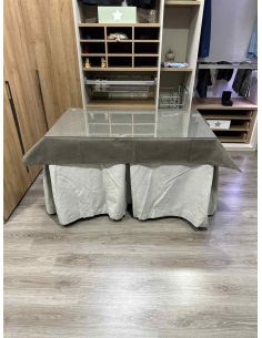 Conjunto Completo Antimanchas Aterciopelada Triplegrueso color Marfil con Tapete Liso Chocolate 2