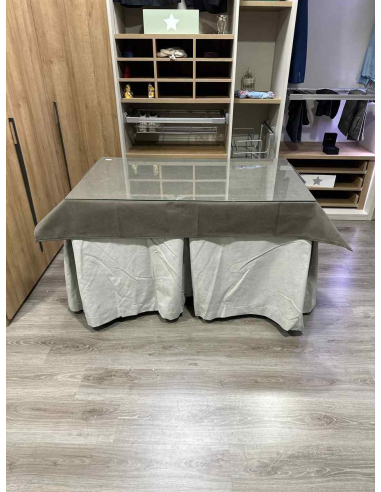 Conjunto Completo Antimanchas Aterciopelada Triplegrueso color Marfil con Tapete Liso Chocolate