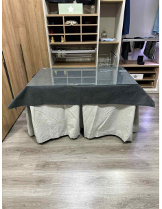 Conjunto Completo Antimanchas Aterciopelada Triplegrueso color Marfil con Tapete Liso Grafito 2