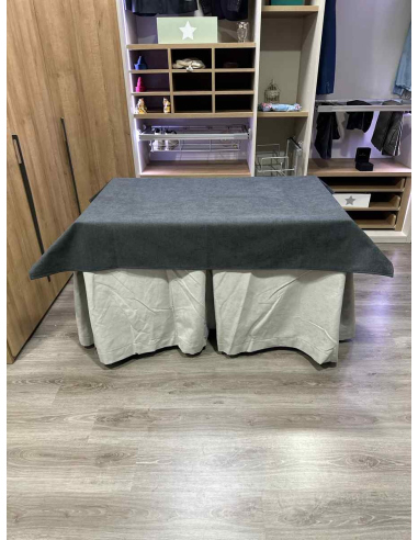 Conjunto Completo Antimanchas Aterciopelada Triplegrueso color Marfil con Tapete Liso Grafito