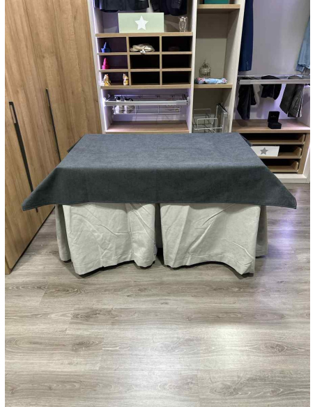 Conjunto Completo Antimanchas Aterciopelada Triplegrueso color Marfil con Tapete Liso Grafito