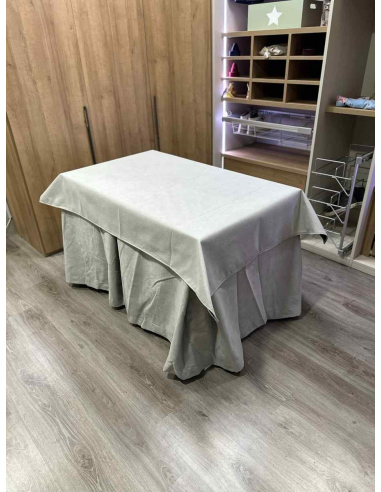 Conjunto Completo Antimanchas Aterciopelada Triplegrueso color Marfil con Tapete Liso Marfil