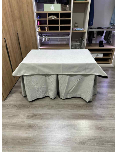 Conjunto Completo Antimanchas Aterciopelada Triplegrueso color Marfil con Tapete Liso Marfil