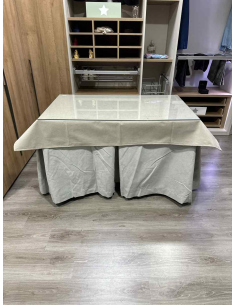 Conjunto Completo Antimanchas Aterciopelada Triplegrueso color Marfil con Tapete Liso Beige 2