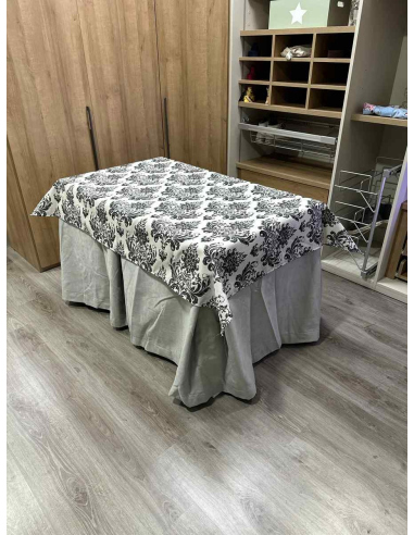 Conjunto Completo Antimanchas Aterciopelada Triplegrueso color Marfil con Tapete Vintage