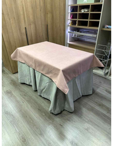 Conjunto Completo Antimanchas Aterciopelada Triplegrueso color Marfil con Tapete Liso Rosa