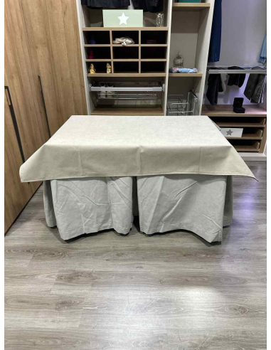 Conjunto Completo Antimanchas Aterciopelada Triplegrueso color Marfil con Tapete Liso Beige