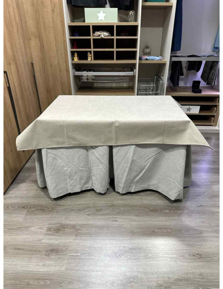 Conjunto Completo Antimanchas Aterciopelada Triplegrueso color Marfil con Tapete Liso Beige