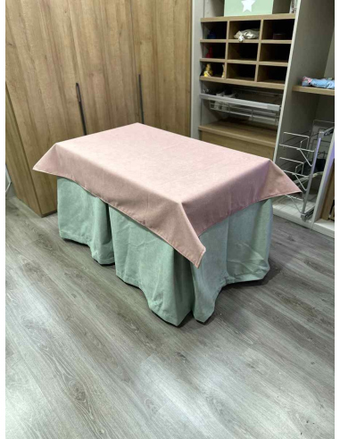 Conjunto Completo Antimanchas Aterciopelada Triplegrueso color Roca con Tapete Liso Rosa