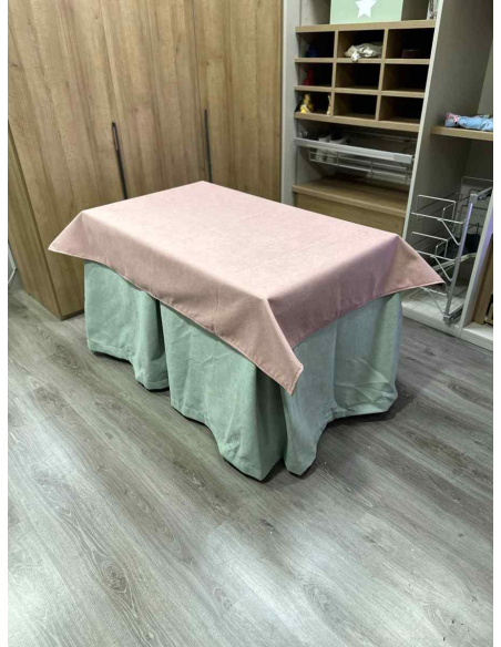 Conjunto Completo Antimanchas Aterciopelada Triplegrueso color Roca con Tapete Liso Rosa