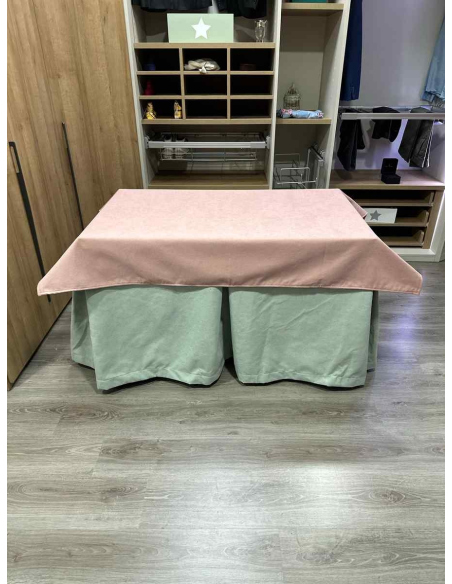 Conjunto Completo Antimanchas Aterciopelada Triplegrueso color Roca con Tapete Liso Rosa