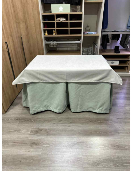 Conjunto Completo Antimanchas Aterciopelada Triplegrueso color Roca con Tapete Liso Marfil