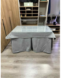 Conjunto Completo Antimanchas Aterciopelada Triplegrueso color Gris con Tapete Liso Gris 2