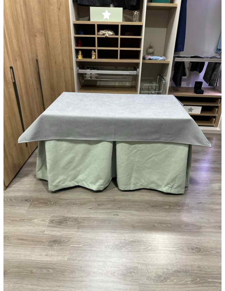 Conjunto Completo Antimanchas Aterciopelada Triplegrueso color Roca con Tapete Liso Gris