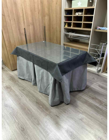 Conjunto Completa Antimanchas Aterciopelada Triplegrueso color Gris con Tapete Liso Grafito