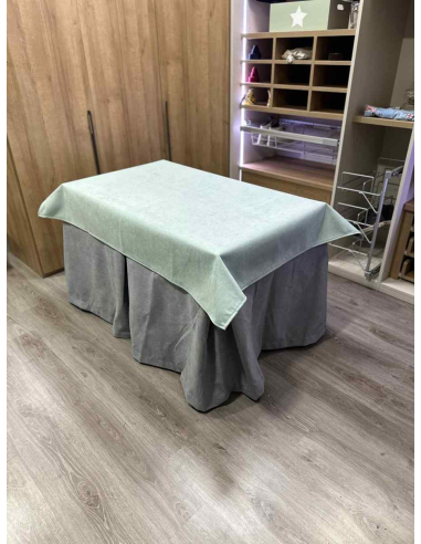 Conjunto Completo Antimanchas Aterciopelada Triplegrueso color Gris con Tapete Liso Roca