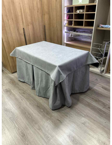 Conjunto Completo Antimanchas Aterciopelada Triplegrueso color Gris con Tapete Liso Gris