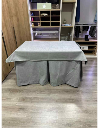 Conjunto Completo Antimanchas Aterciopelada Triplegrueso color Gris con Tapete Liso Gris