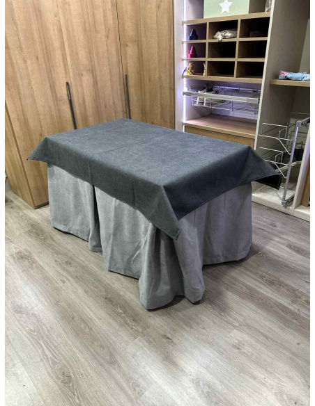 Conjunto Completa Antimanchas Aterciopelada Triplegrueso color Gris con Tapete Liso Grafito