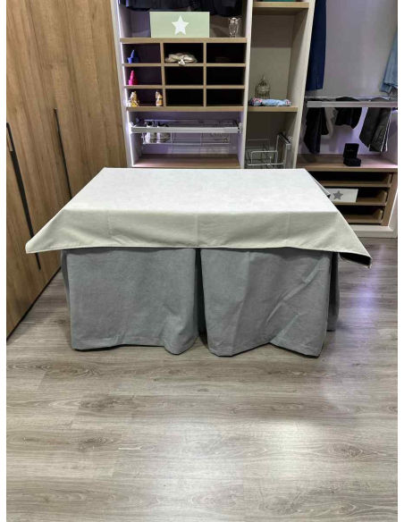 Conjunto Completo Antimanchas Aterciopelada Triplegrueso color Gris con Tapete Liso Marfil