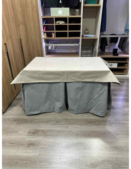 Conjunto Completo Antimanchas Aterciopelada Triplegrueso color Gris con Tapete Liso Beige