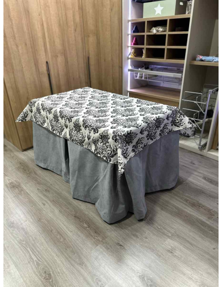 Conjunto Completo Antimanchas Aterciopelada Triplegrueso color Gris con Tapete Vintage