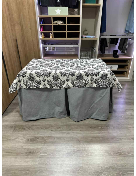 Conjunto Completo Antimanchas Aterciopelada Triplegrueso color Gris con Tapete Vintage