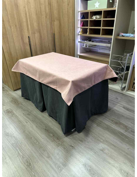 Conjunto Completo Antimanchas Aterciopelada Triplegrueso color Grafito con Tapete Liso Rosa