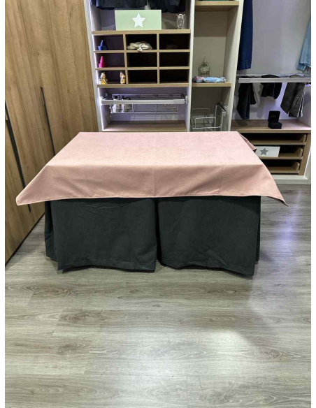 Conjunto Completo Antimanchas Aterciopelada Triplegrueso color Grafito con Tapete Liso Rosa