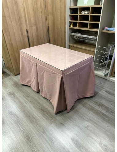 Ropa de Mesa Camilla Antimanchas Aterciopelada Triplegrueso color Rosa